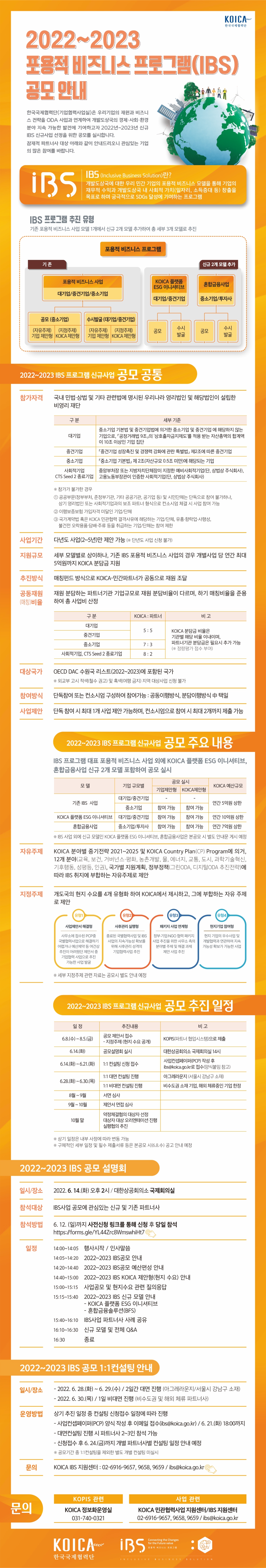 한국국제협력단(KOICA) 2022-2023년도 IBS(포용적비즈니스 프로그램) 신규사업공모 및 공모설명회 개최 안내